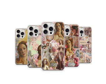 Funda para teléfono con estética de Venus. Funda con diseño inspirado en Botticelli, diosa renacentista y estilo vintage.