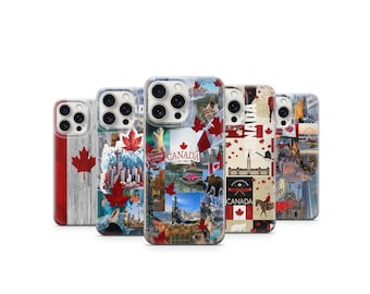 Canadian Flag Phone Case: Maple Leaf, Wildlife, and Scenic Collage