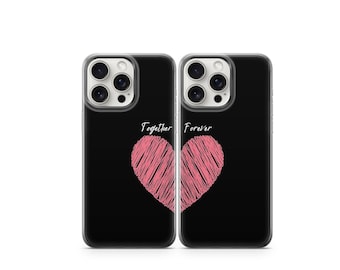 Matching Heart Couple Phone Case Set - Romantic Anniversary Gift