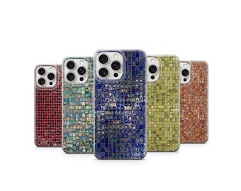Iridescent Mosaic Tile Phone Case, Glass Art Design