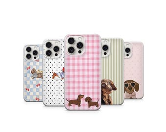 Dachshund Phone Case, Kawaii Pastel Sausage Dog, Cottagecore iPhone Case