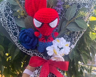 Gehäkelter Spider-Man Blumenstrauß
