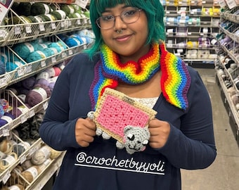 Adorable Fans of Nyan Cat Rainbow Scarf - Crochet Wall Hanging or