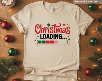 Christmas Alphabet PNG, Christmas Loading PNG, Holiday Letters, Santa Clipart, Sublimation, High Res for Shirts, Digital Download