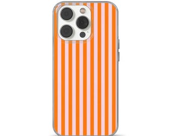 Orange Striped Phone Case,  Retro Pink Stripes cover for iPhone 16e, 17 Pro Max, 17 Air, Samsung S25 Edge, A16, Pixel 10, 9A