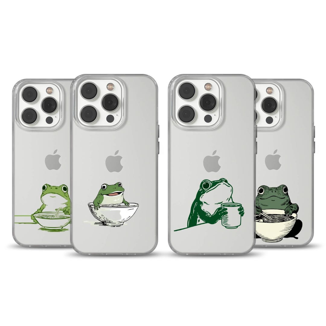 Funny Frog Eating and Drinking Coffee Phone Case, Clear Matsumoto Hoji ...