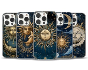 Funda para teléfono con diseño lunar celestial - Funda estética de astrología para iPhone, Samsung y Google Pixel, funda trasera para teléfono