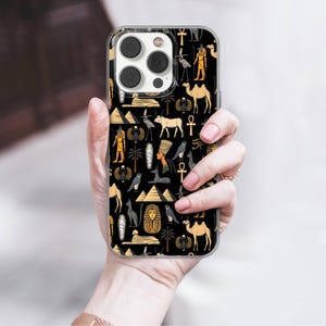 Egyptian Hieroglyphs Phone Case, Ancient History Art, TPU Gel Cover fit for iPhone 18, 18 Pro, 18 Pro Max, 17Pro, 16,Samsung S26, S25,Pixel 2