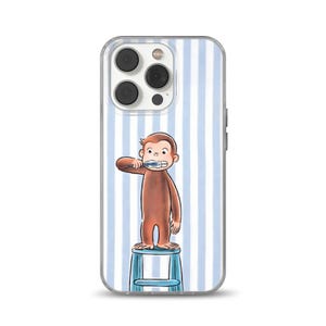 Roligt telefonskal med apa och ränder, telefonskal med söt apadesign, skyddande djurkollage, iPhone 17 16 15 14 13 12, Samsung S25