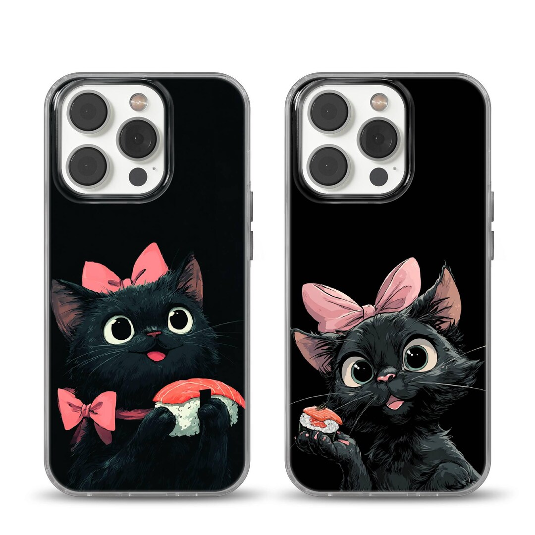 Kawaii Cat Eating Sushi Cute Kitty Design Anime Pet Lovers Phone Case ...