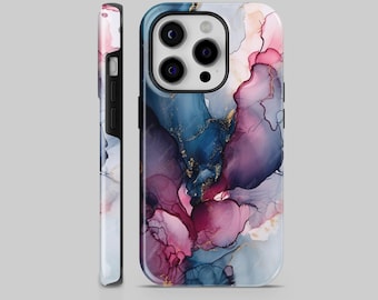 Funda de teléfono de mármol de ágata, cubierta de TPU de color morado