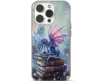 Fantasy Castle Phone Case with Magics Dracon Dragon Design for iPhone 16e, 17 Pro Max, 17 Air, Samsung S25 Edge, Pixel 10, 9A,  TPU Cover