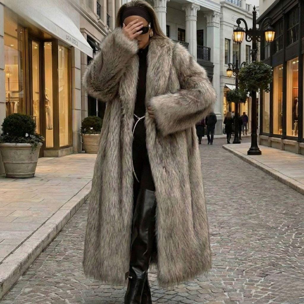 Celine Fur Coat - Etsy Canada Vintage CELINE Long Fur Coat Purple