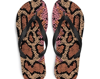 Women's Colorful snake Print Flip Flops, Summer Beach Pool Sandals