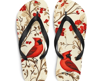 Women's Flip Flops: Majolica Tile, Tropical Birds, Floral Baroque Sicilian Beach sandals