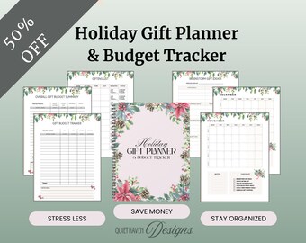 Cadeauplanner voor de feestdagen en budgettracker | Afdrukbare kerstplanner voor drukke moeders | Digitale pdf | Organisator cadeaulijst en budget