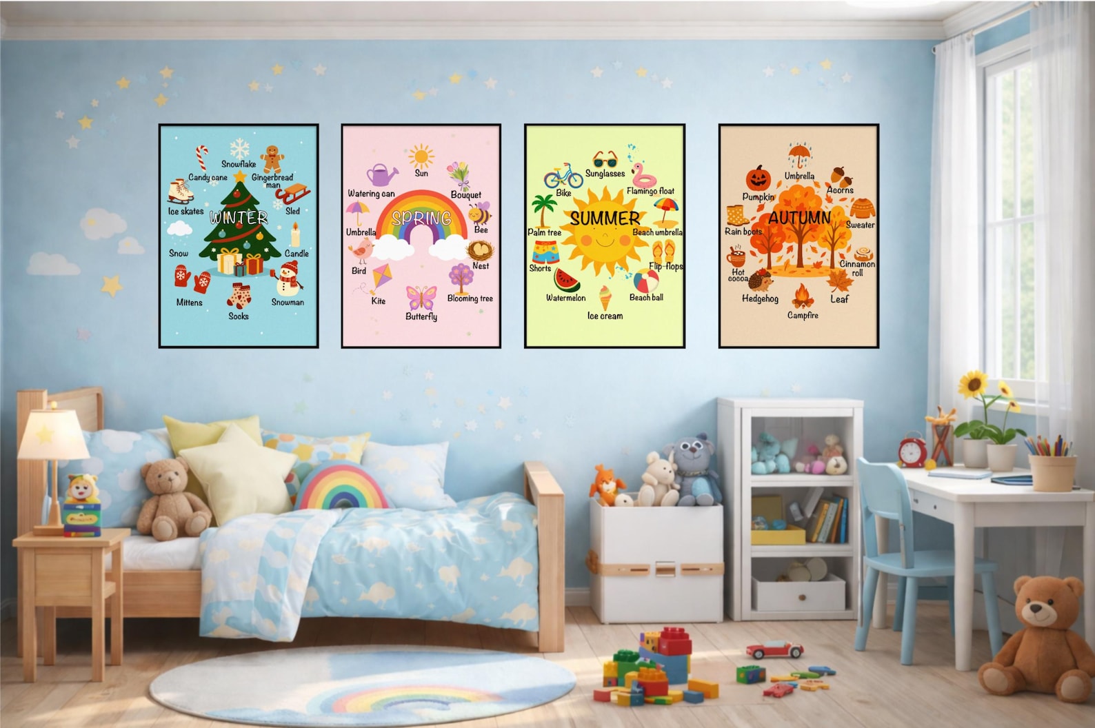 Four Seasons Poster Set for Kids | Winter Spring Summer Autumn ...