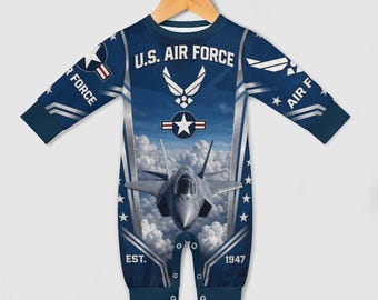 U.S. Air Force Baby Romper, Fighter Jet Infant Onesie for Military Families, Pilot Baby Gift, 1st Birthday Outfit