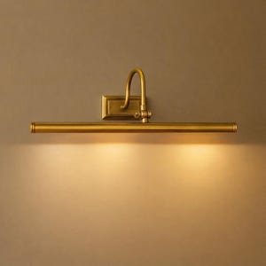 Handcrafted Raw Brass Picture Light, 24-Inch Artwork Wall Lamp, Mid-Century Style Gallery Fixture image 4