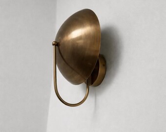 Mid Century Raw Brass Wall Sconce | Handmade Wall Light | Vintage Modern Home Lighting