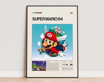 スーパーマリオ64 jpn ウォールポスター ボックスアート レトロビデオ