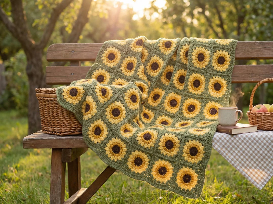 Sunflower Granny Square Crochet Pattern | Easy Beginner PDF - Etsy