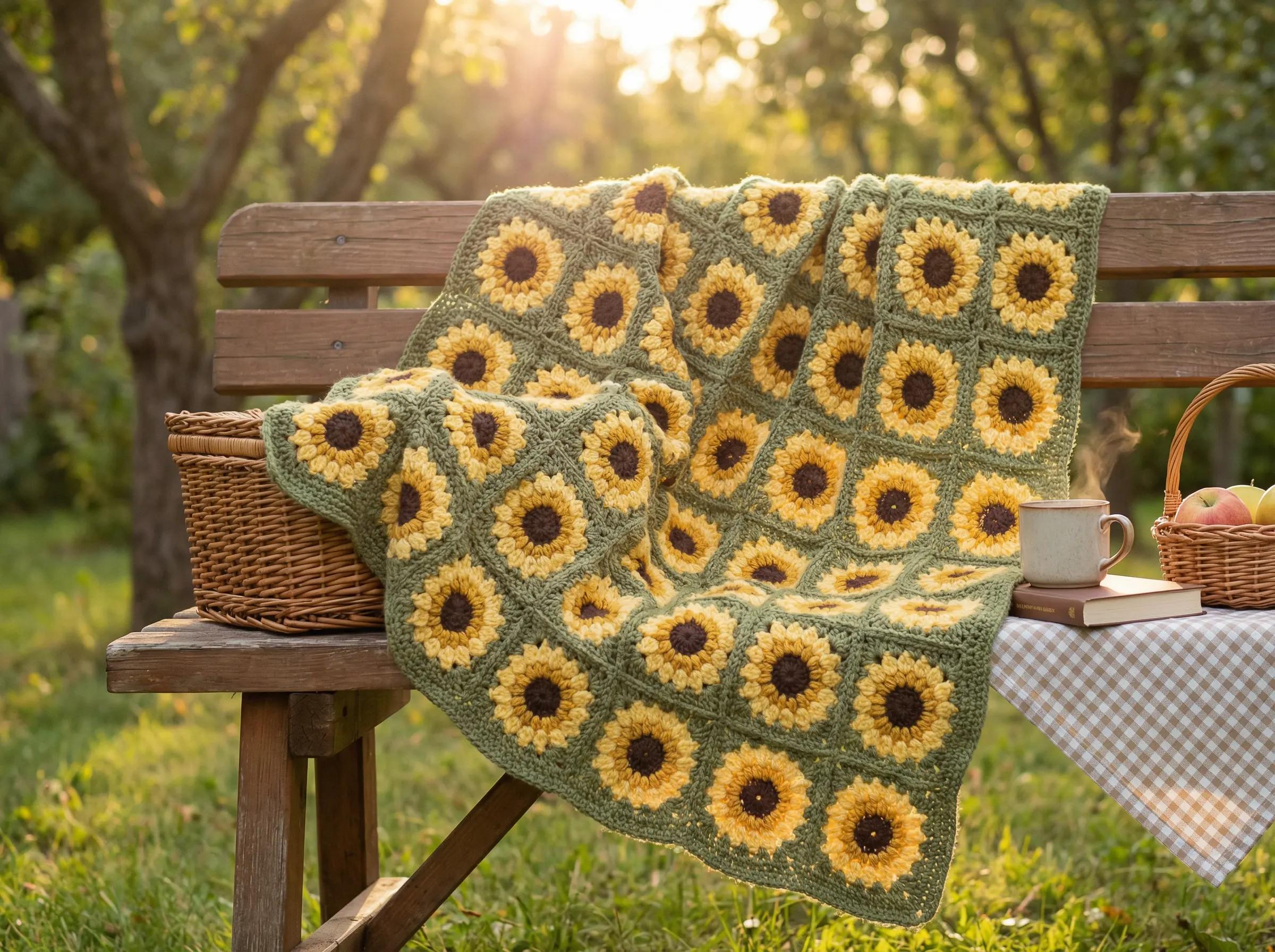 40 Sunflower Granny Square Crochet Patterns for Bright Blankets, Bags, and More 3 Sunflower Granny Square Crochet Pattern Easy Beginner