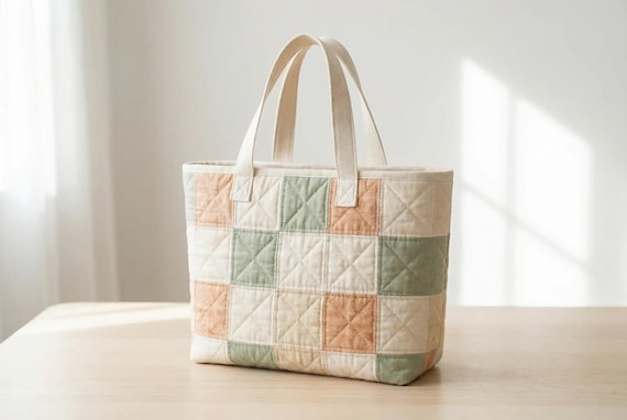 Beginner Quilted Tote Bag Sewing Pattern PDF | Easy Tote Bag Pattern with Step-by-Step Instructions