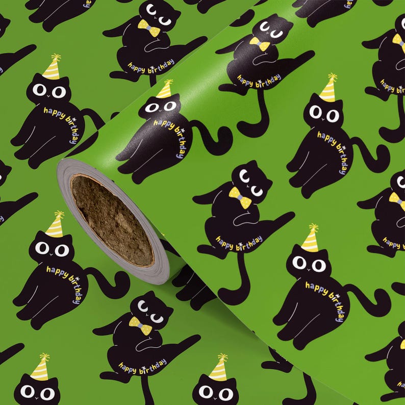 Funny Cat Christmas Cat Wrapping Paper Roll, Xmas Gift Wrap for Pets Lovers B