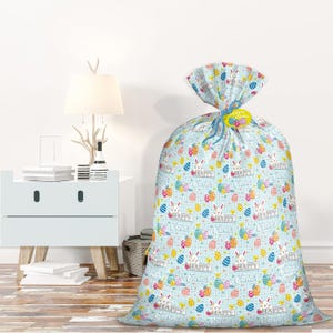 Jumbo Easter Gift Bag 36x56 Inch, Large Bunny Plastic Easter Sack for Kids