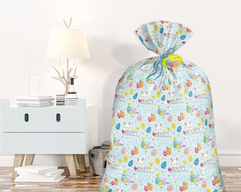 Jumbo Easter Gift Bag 36x56 Inch, Large Bunny Plastic Easter Sack for Kids