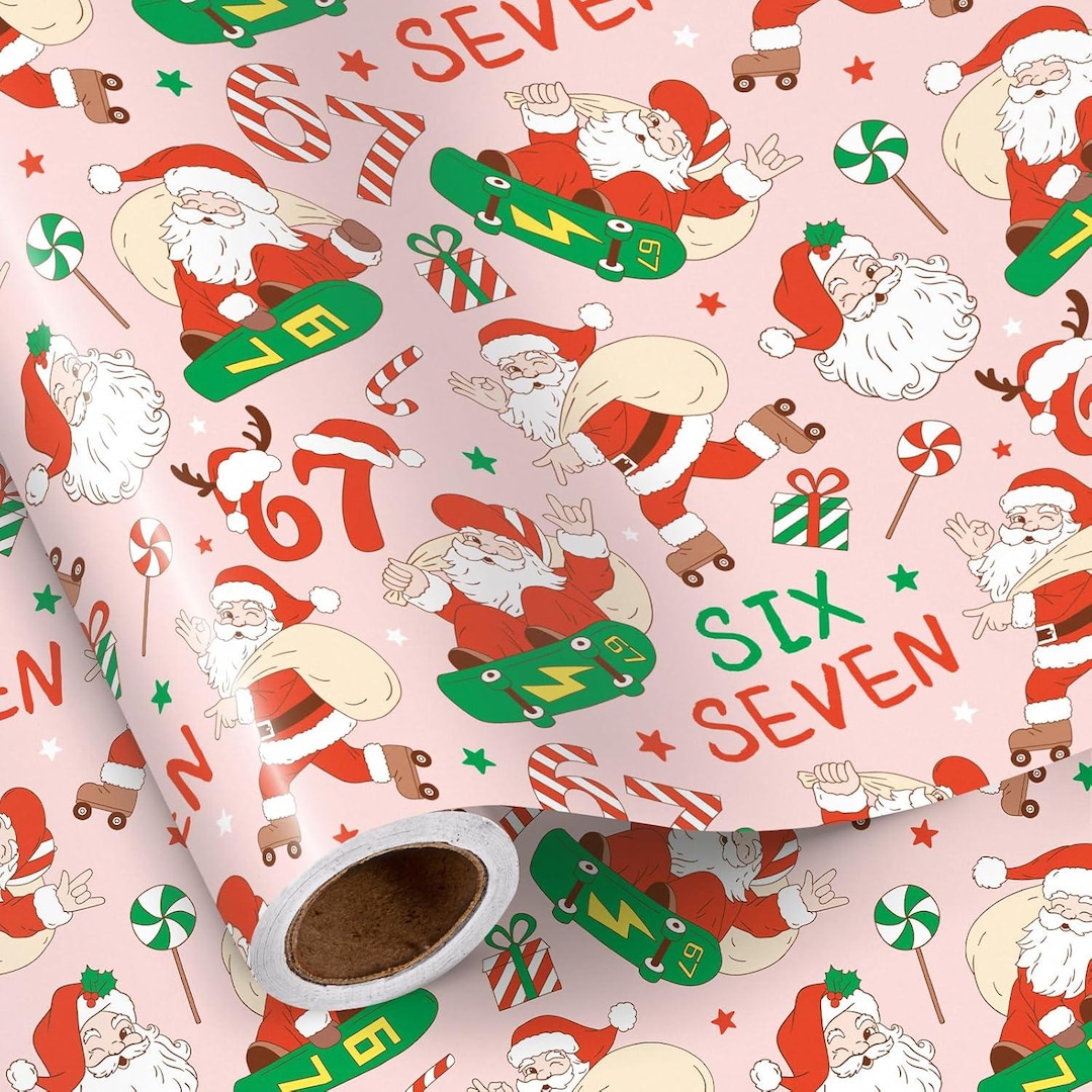Jumbo Christmas Wrapping Paper Roll, 67 Funny Meme Gift Wrap Pink for ...