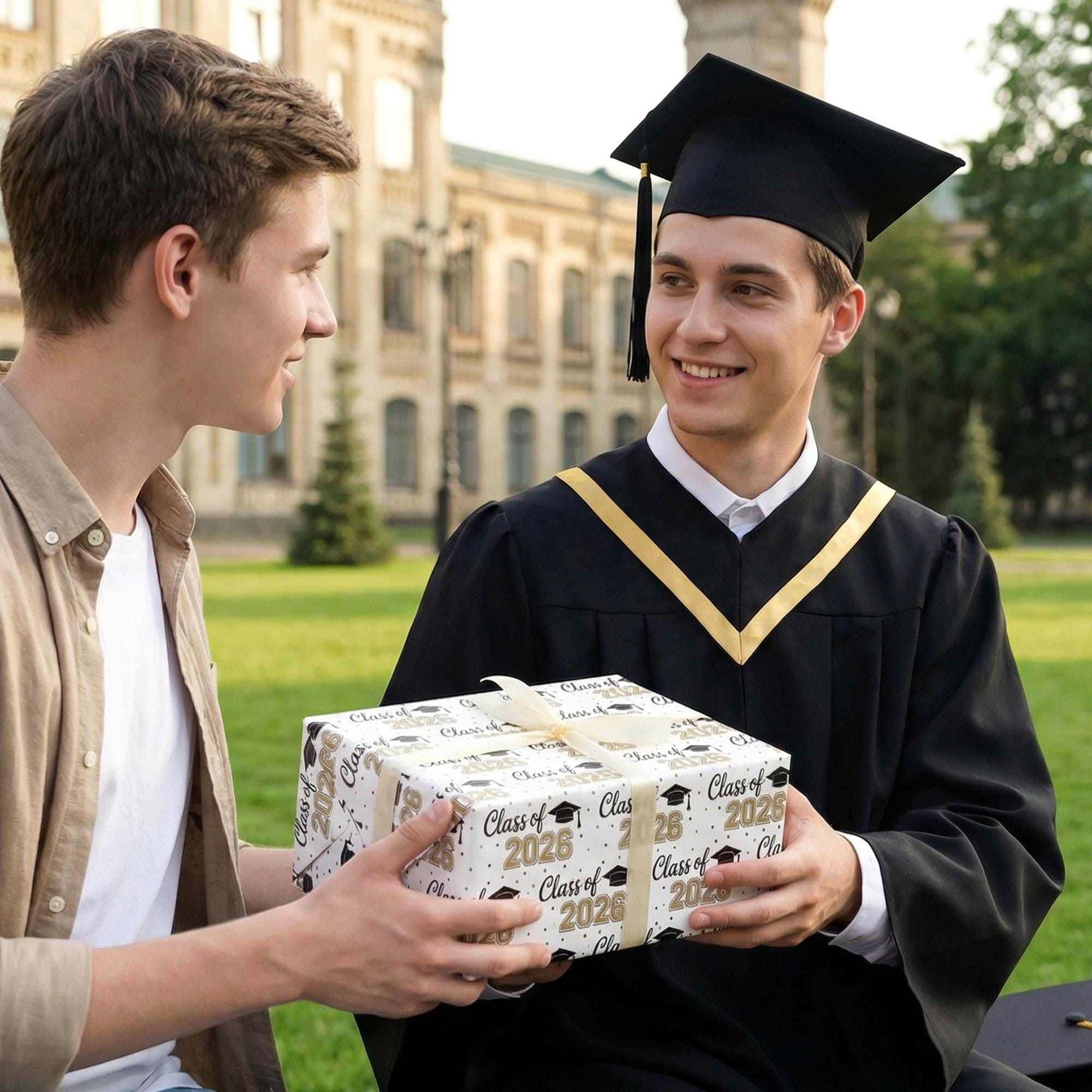 Class of 2026 Wrapping Paper Roll, Graduation Gift Wrap 2026, Black ...