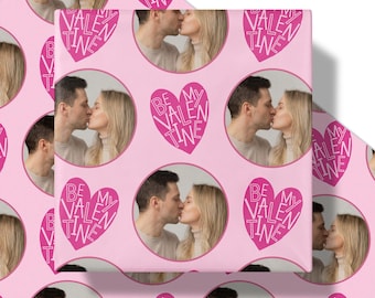 Papel de embrulho personalizado com foto para o Dia dos Namorados, embrulho de presente com rosto personalizado, embrulho de presente com foto de casal para o Dia dos Namorados, aniversário, casamento.