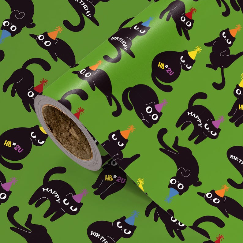 Funny Cat Christmas Cat Wrapping Paper Roll, Xmas Gift Wrap for Pets Lovers C