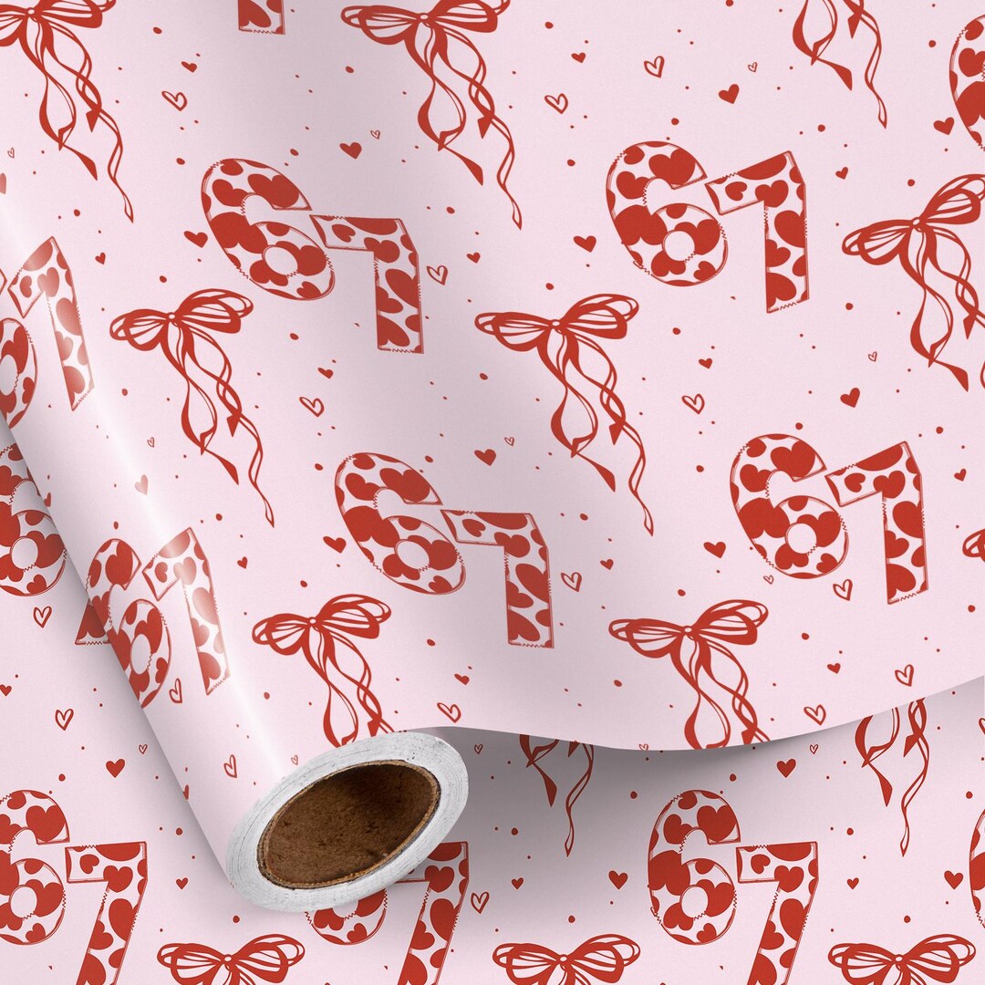 Trends 6 7 Bow Galentine Wrapping Paper Pink Valentine Gift Wrap With ...