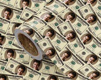 Aangepast inpakpapier voor geld met foto, gepersonaliseerde cadeauverpakking dollarbiljet gezicht, grappig contant geld cadeaupapier voor verjaardag, afstuderen, grapcadeau