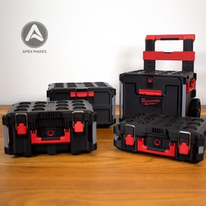 Full Set - Black Mini Milwaukee Packout Inspired Tool Box (Small, Large, Two Drawer, Rolling Drawer)