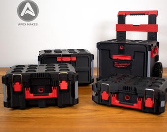 フルセット - ブラック ミニ ミルウォーキー パックアウト風ツールボックス（小型、大型、2段引き出し、キャスター付き引き出し）
