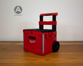Red Mini Milwaukee Packout Rolling Drawer Tool Box Style Organizer