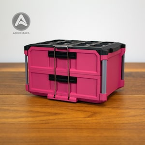 Mini caja de herramientas Milwaukee Packout rosa - Organizador estilo caja de herramientas de 2 cajones / Decoración de garaje, artículos de escritorio, artículos de exhibición, mini caja de herramientas