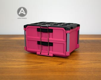 Pink Mini Milwaukee Packout - 2-Drawer Tool Box Style Organizer | Garage Decor, Desk Items, Display Items, Mini Tool Box