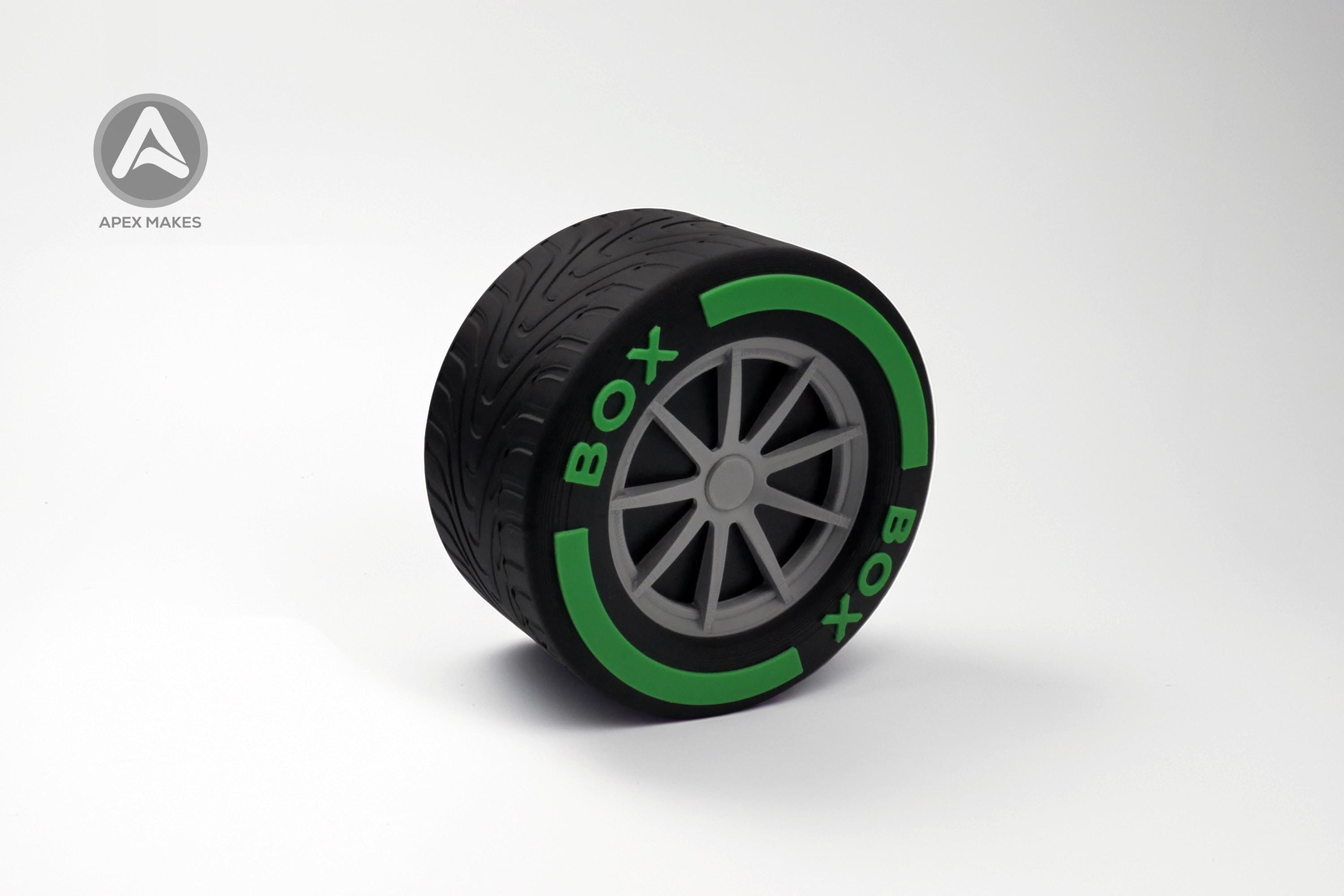 F1 Style 3D Printed Tire Storage Boxes - Racing Wheel Containers