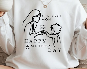 Mother and Child Line Art Sweatshirt | Happy Mother's Day