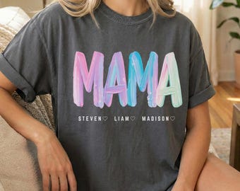 Comfort Colors® Mama Custom Name Shirt, Personalized Mom Shirt, Mothers Day Gift Shirt, Custom Kids Names Shirt, Mom Life Shirt, mom gift.