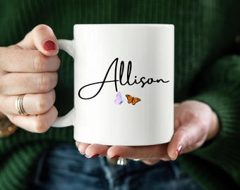 Merry Christmas typographic stars Mug | Ceramic Christmas coffee cup, Custom Gift, Birthday Gift, Holiday Gift