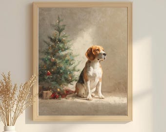 Beagle Christmas Print | Scandinavian Holiday Dog Art (Digital Download)