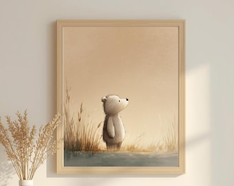 Neutral Bear Nursery Print | Woodland Animal Printable