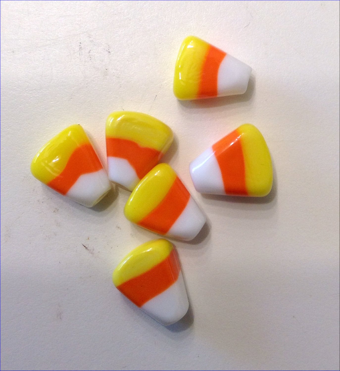 6 Handmade Glass Candy Corn beads Etsy