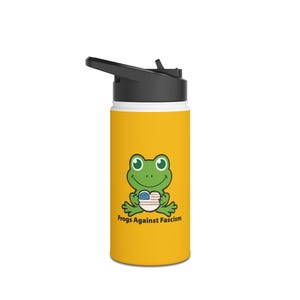 Edelstahl Wasserflasche, Standard Deckel - Frösche gegen Faschismus